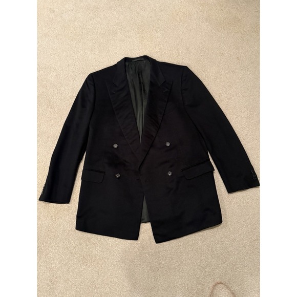 Ermenegildo Zegna Su Misura Pure Cashmere Black Double Breasted DB Blazer Men XL